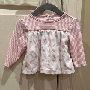 Pink Heart-Print Long Sleeve Baby Top